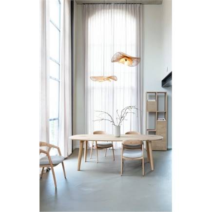 XOOON eik naturel met gestoffeerde zit in stof Cloudy beige