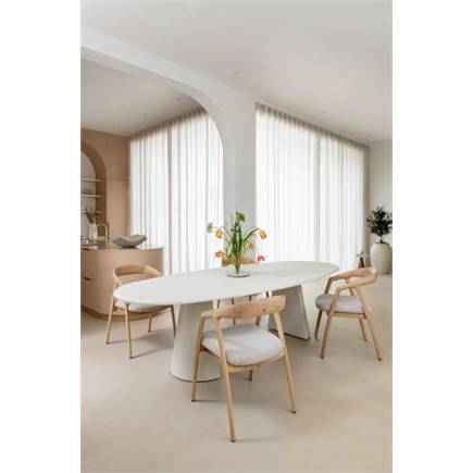 XOOON eik naturel met gestoffeerde zit in stof Cloudy beige