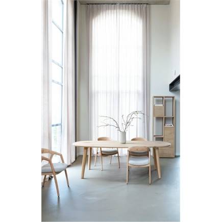 XOOON eik naturel met gestoffeerde zit in stof Cloudy beige