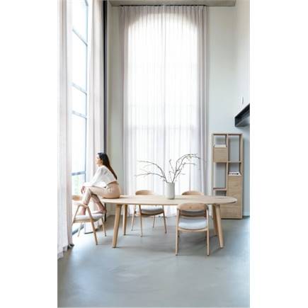 XOOON eik naturel met gestoffeerde zit in stof Cloudy beige