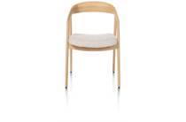 XOOON DANTE eetkamer fauteuil eik naturel met gestoffeerde zit in stof Cloudy beige