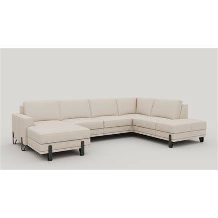 XOOON longchair arm links+2.5-zits zonder armen+ottomane big rechts - arm 1 - designpoot 13 cm. + pocket