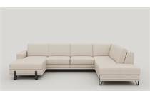 XOOON DENVER hoekbank longchair arm links+2.5-zits zonder armen+ottomane big rechts - arm 1 - designpoot 13 cm. + pocket