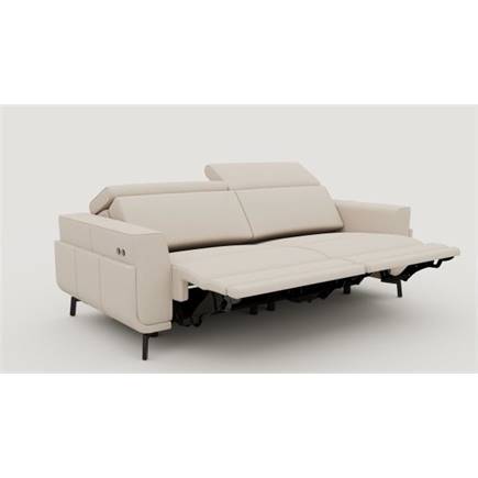 XOOON 3-zits met 2x electrische verstelling + verstelbare hoofdsteunen - arm 2 -poot 13 cm +pocket-livigno Creme