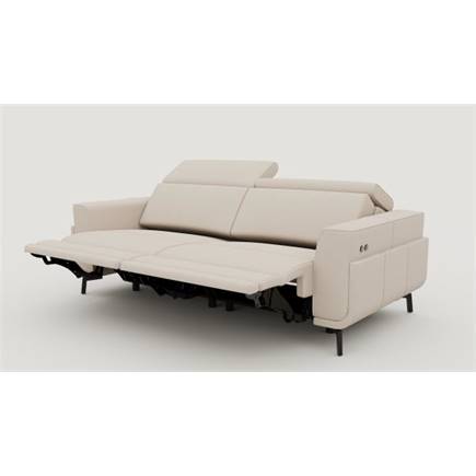 XOOON 3-zits met 2x electrische verstelling + verstelbare hoofdsteunen - arm 2 -poot 13 cm +pocket-livigno Creme