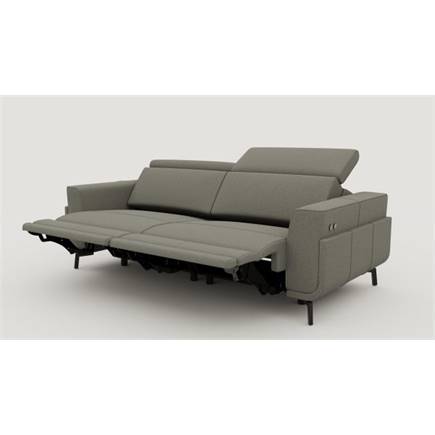 XOOON 3-zits met 2x electrische verstelling + verstelbare hoofdsteunen - arm 2 -poot 13 cm +pocket-livigno Grijs