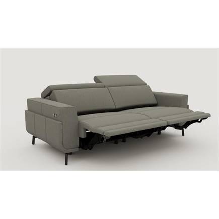 XOOON 3-zits met 2x electrische verstelling + verstelbare hoofdsteunen - arm 2 -poot 13 cm +pocket-livigno Grijs