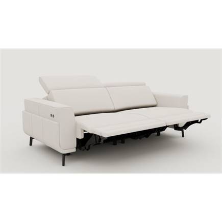 XOOON 3-zits met 2x electrische verstelling + verstelbare hoofdsteunen - arm 2 -poot 13 cm +pocket-livigno Kiezel