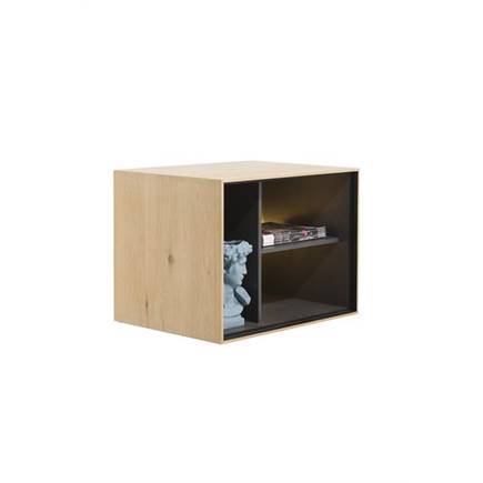 XOOON box 45 x 60 cm. - hout - hang + 3-niches + led Natural