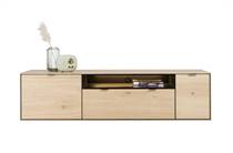 XOOON lowboard 180 cm. - hang + 1-deur + 1-lade + klep + 1-niche + led Natural tv meubel
