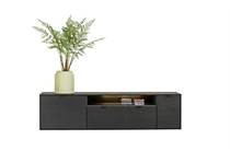 XOOON ELEMENTS tv meubel lowboard 180 cm. - hang + 1-deur + 1-lade + klep + 1-niche + led Onyx