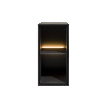 XOOON box 60 x 30 cm. - hout - hang + 2-niches + led Onyx