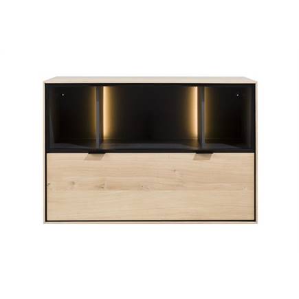 XOOON box 60 x 90 cm. - hang + 1-lade + 3-niches + led Natural