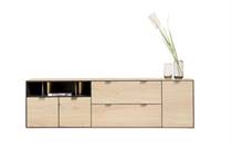 XOOON 210 cm. - 3-deuren + 2-laden + 3-niches + led Natural dressoir