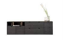 XOOON ELEMENTS dressoir 210 cm. - 3-deuren + 2-laden + 3-niches + led Onyx