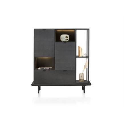 XOOON boekenkast 120 cm. + 2-niches Onyx