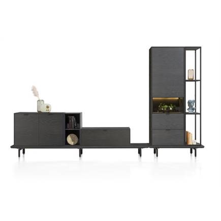 XOOON boekenkast 180 cm. + 3-niches Onyx