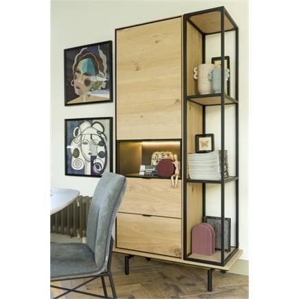 XOOON boekenkast 180 cm. + 3-niches Onyx