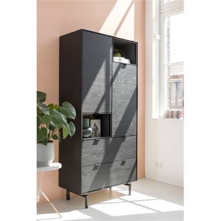 XOOON boekenkast 180 cm. + 3-niches Onyx