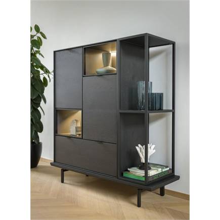 XOOON boekenkast 180 cm. + 3-niches Onyx