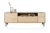 XOOON ELEMENTS tv meubel lowboard 180 cm. - hang + 1-deur + 1-lade + klep + 1-niche + led incl. metalen poten Natural