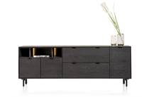 XOOON ELEMENTS dressoir 210 cm. - 3-deuren + 2-laden + 3-niches + led incl. metalen poten Onyx