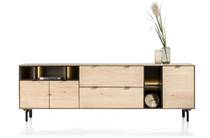 XOOON ELEMENTS dressoir 240 cm. - 3-deuren + 2-laden + 5-niches + led incl. metalen poten Natural