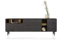 XOOON ELEMENTS dressoir 240 cm. - 3-deuren + 2-laden + 5-niches + led incl. metalen poten Onyx