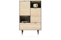 XOOON ELEMENTS bergkast 90 cm. - 2-deuren + 1-lade + 2-niches + led incl. metalen poten Natural