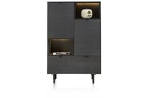 XOOON ELEMENTS bergkast 90 cm. - 2-deuren + 1-lade + 2-niches + led incl. metalen poten Onyx