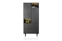 XOOON ELEMENTS bergkast 90 cm. - 2-deuren + 2-laden + 2-niches + led incl. metalen poten Onyx