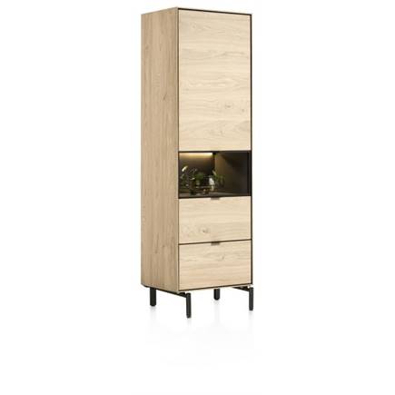 XOOON smal - 60 cm. - 1-deur + 2-laden + 1-niche + led incl. metalen poten Natural