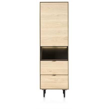 XOOON smal - 60 cm. - 1-deur + 2-laden + 1-niche + led incl. metalen poten Natural