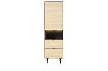 XOOON ELEMENTS bergkast smal - 60 cm. - 1-deur + 2-laden + 1-niche + led incl. metalen poten Natural