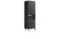 XOOON ELEMENTS bergkast smal - 60 cm. - 1-deur + 2-laden + 1-niche + led incl. metalen poten Onyx