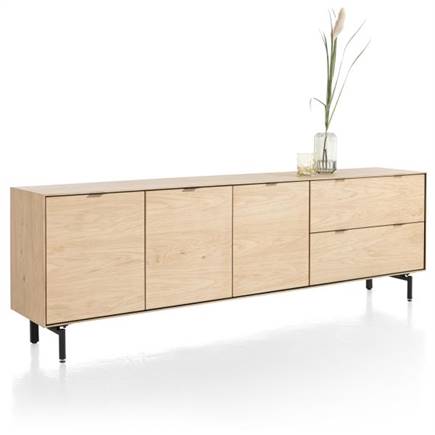 XOOON 240 cm - 3-deuren + 2-laden incl. metalen poten Natural
