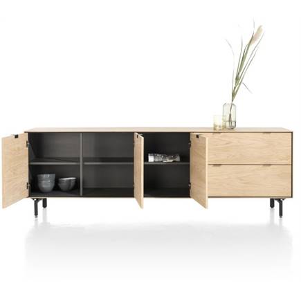 XOOON 240 cm - 3-deuren + 2-laden incl. metalen poten Natural