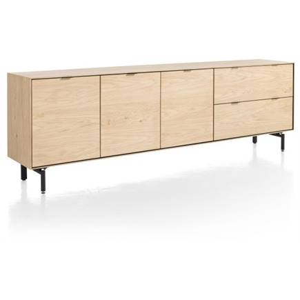 XOOON 240 cm - 3-deuren + 2-laden incl. metalen poten Natural