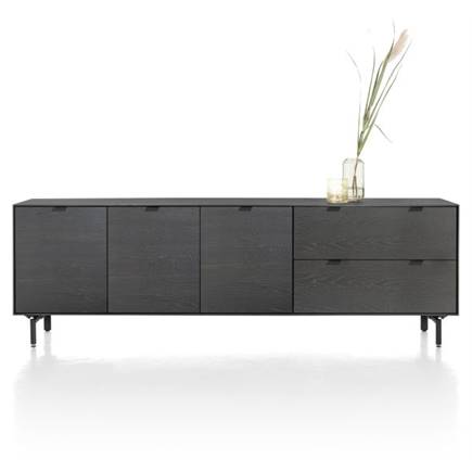 XOOON 240 cm - 3-deuren + 2-laden incl. metalen poten Onyx