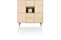 XOOON ELEMENTS bergkast dressette 150 cm - 5-deuren + 2-laden + 1-niche + led incl. metalen poten Natural