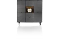 XOOON ELEMENTS bergkast dressette 150 cm - 5-deuren + 2-laden + 1-niche + led incl. metalen poten Onyx