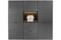 XOOON dressette 150 cm - 5-deuren + 2-laden + 1-niche + led Onyx bergkast