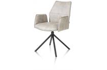 XOOON vast frame - selected choices Stof Taurus Kiezel - Pocketvering - Greep Zwart eetkamer fauteuil