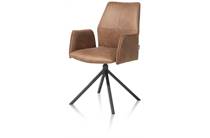 XOOON FRANKY eetkamer fauteuil vast frame - selected choices Stof Taurus Cognac - Pocketvering - Greep Zwart