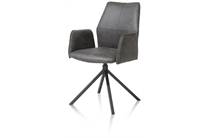 XOOON FRANKY eetkamer fauteuil vast frame - selected choices Stof Taurus Off Black - Pocketvering - Greep Zwart