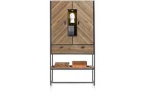 XOOON 100 cm. - 2-deuren (visgraat fineer) + 1-lade + 3-niches (+ LED) bergkast