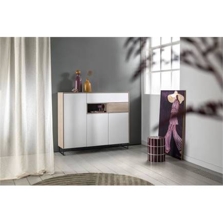 XOOON dressette 160 cm - 3-deuren + 2-laden + 1-niche (+ LED)