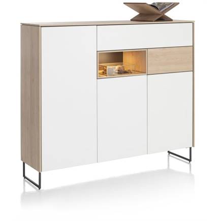XOOON dressette 160 cm - 3-deuren + 2-laden + 1-niche (+ LED)
