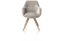 XOOON LIVA eetkamer fauteuil frame hout naturel + draaibaar - 4-poots - stof Enzo Champagne