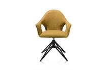 XOOON LOLA eetkamer fauteuil greep + gasveer - metaal off black - stof Lady Okergeel